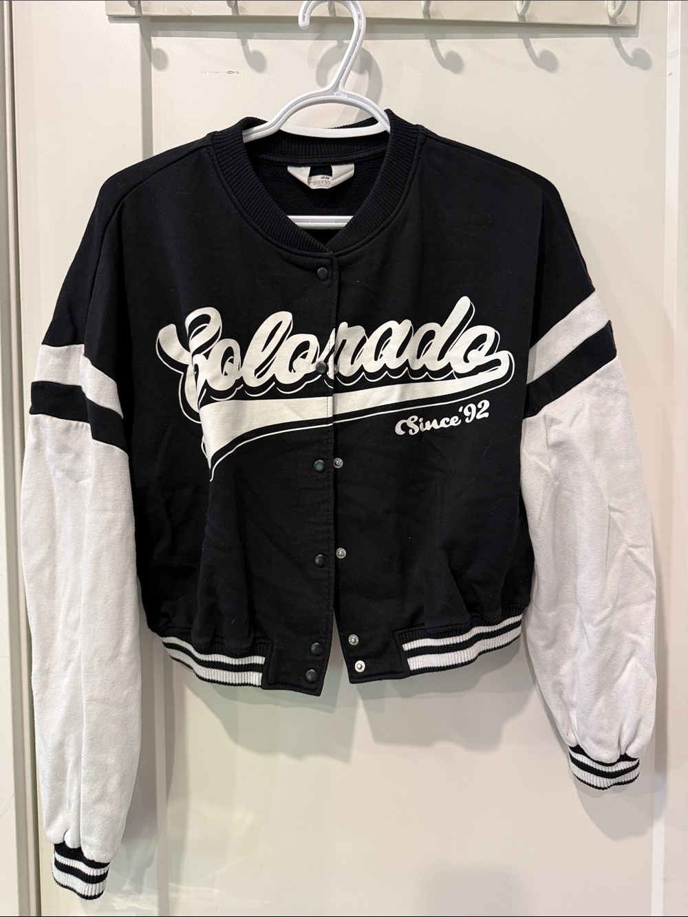 H&M Black and White Colorado Varsity Jacket